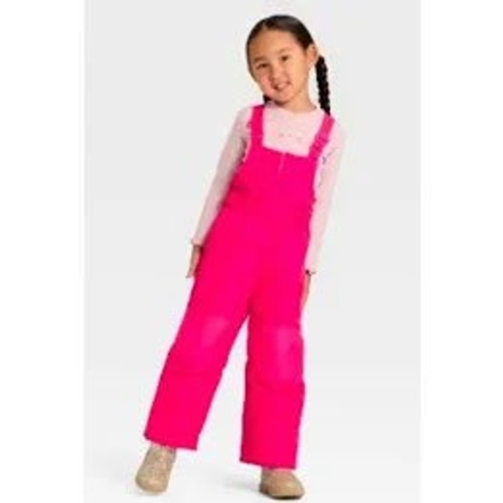 Cat & Jack Kids Pink Snow Bibs Insulated Water Resistant‎ Overalls XS 4-5